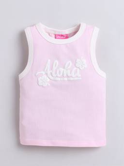Little Kangaroos - Pink Embroidered Sleeveless Top
