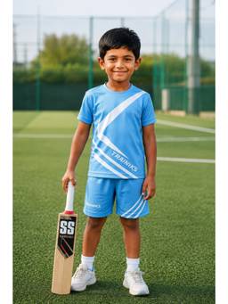 TRAINIKS - Blue Printed Half Sleeves Mid Waist T-Shirt & Shorts