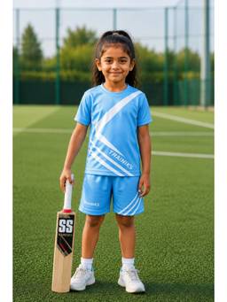 TRAINIKS - Blue Printed Half Sleeves Mid Waist T-Shirt & Shorts
