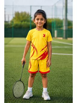 TRAINIKS - Yellow Printed Half Sleeves Mid Waist T-Shirt & Shorts