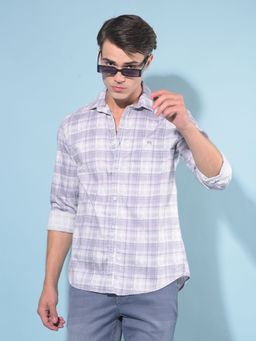 CRIMSOUNE CLUB - Men Purple Tartan Check Cotton Shirt