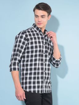 CRIMSOUNE CLUB - Men Black Tartan Check Cotton Shirt