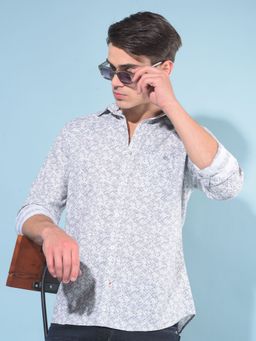 CRIMSOUNE CLUB - Men Grey Printed Cotton Shirt