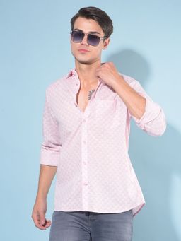 CRIMSOUNE CLUB - Men Pink Printed Cotton Shirt