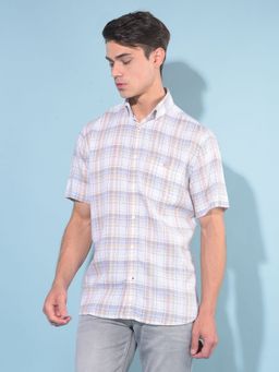 CRIMSOUNE CLUB - Men Multi Color Tartan Check Linen Shirt