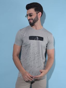 CRIMSOUNE CLUB - Men Grey Printed T-Shirt