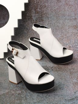 ELLE - White Solid Buckle Women Sandals