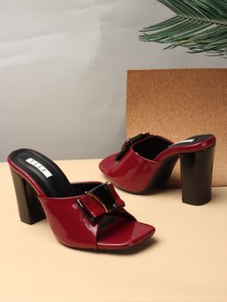 ELLE - Cherry Red Solid Slip On Women Sandals