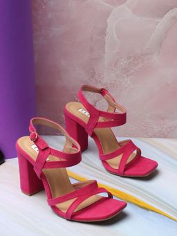ELLE - Fuchsia Pink Solid Buckle Women Sandals