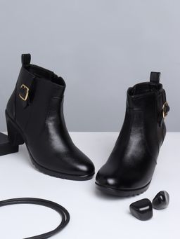 ELLE - Black Women Zip Casual Boots