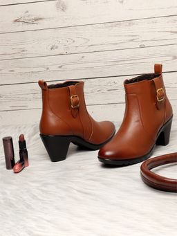 ELLE - Tan Women Zip Casual Boots