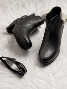ELLE - Black Women Zip Casual Boots