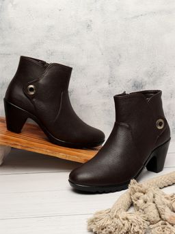 ELLE - Brown Women Zip Casual Boots