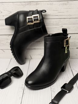 ELLE - Black Women Zip Casual Boots
