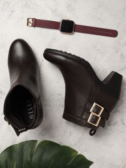 ELLE - Brown Women Zip Casual Boots