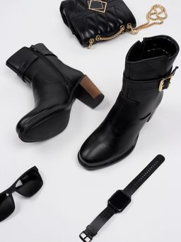 ELLE - Black Women Zip Casual Boots