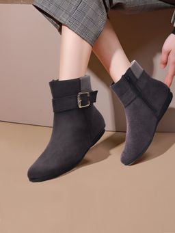 ELLE - Grey Women Zip Casual Boots