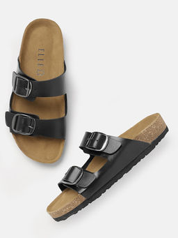 ELLE - Black Women Buckle Sandals