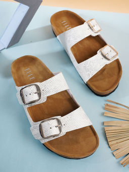 ELLE - White Women Buckle Sandals
