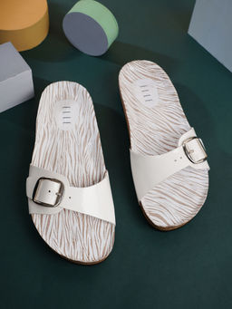 ELLE - White Women Buckle Sandals