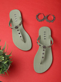 ELLE - Green Women Slip On Flipflops