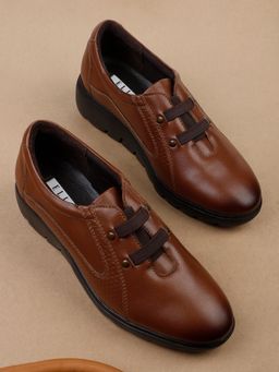 ELLE - Tan Women Lace Ups Sneakers
