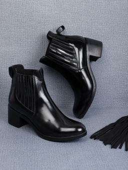 ELLE - Black Women Slip On Casual Boots