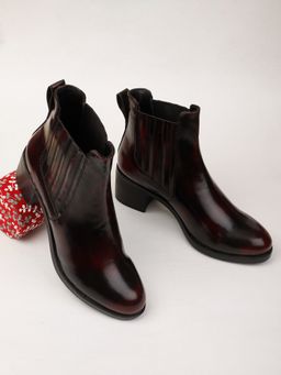 ELLE - Burgundy Women Slip On Casual Boots