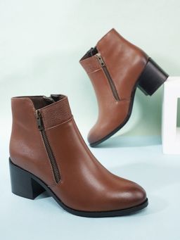 ELLE - Tan Women Zip Casual Boots