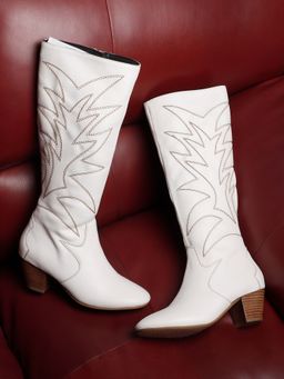 ELLE - White Women Zip Casual Boots