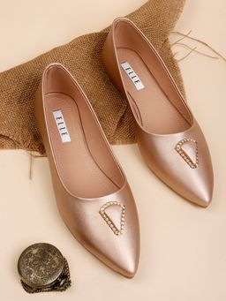 ELLE - Rose Gold Women Slip On Ballerinas