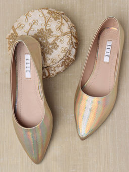 ELLE - Gold Women Slip On Ballerinas