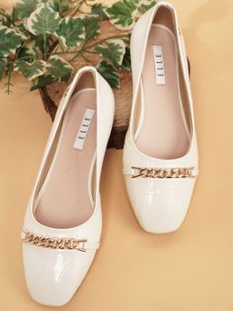 ELLE - White Women Slip On Ballerinas