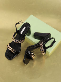 ELLE - Black Women Buckle Sandals