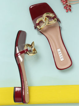 ELLE - Maroon Women Slip On Sandals