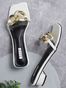 ELLE - White Women Slip On Sandals