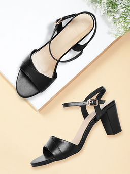 ELLE - Black Women Buckle Sandals