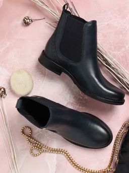 ELLE - Navy Blue Women Slip On Chelsea Boots