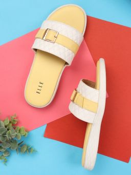 ELLE - Yellow Women Buckle Sliders