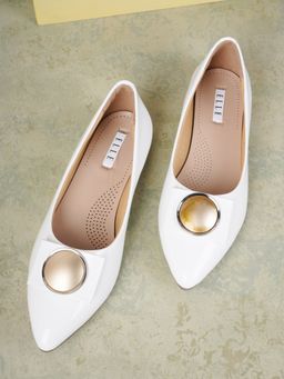 ELLE - White Women Slip On Ballerinas