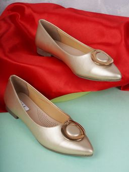 ELLE - Gold Women Slip On Ballerinas
