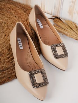 ELLE - Cream Women Slip On Ballerinas