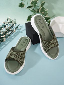 ELLE - Green Women Slip On Sliders