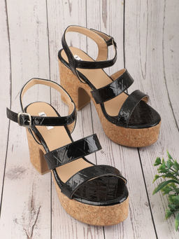 ELLE - Black Women Buckle Sandals