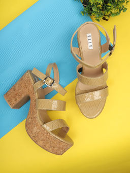 ELLE - Tan Women Buckle Sandals