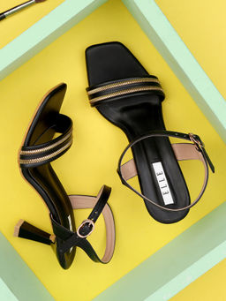 ELLE - Black Women Buckle Sandals