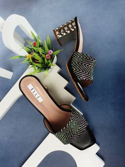 ELLE - Black Women Slip On Sandals