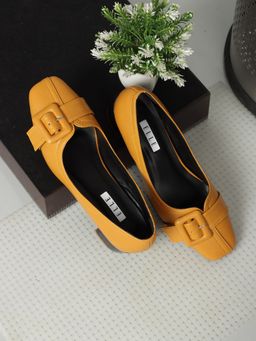 ELLE - Mustard Women Buckle Pumps