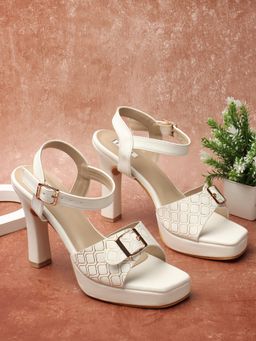 ELLE - White Women Buckle Sandals