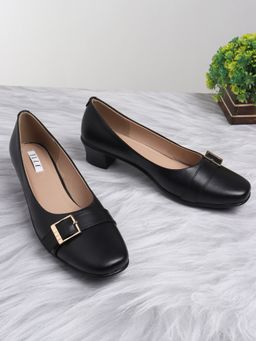 ELLE - Black Women Buckle Pumps